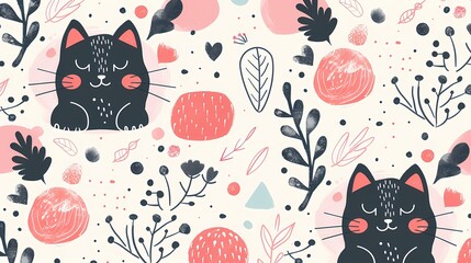 Creative combination of colorful abstract patterns and cartoon elements