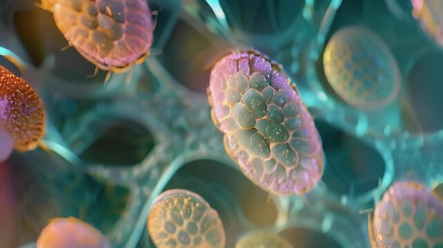 An intricate closeup of apical meristem cells constantly balancing cell division and differentiation to maintain plant growth.