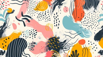 Fototapeta premium Creative combination of colorful abstract patterns and cartoon elements