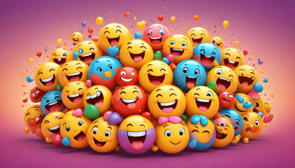 Obraz premium 3D emoji colorful smile laughing happy modern and social media symbol 8