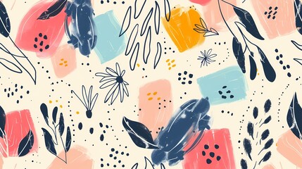 Naklejka premium Creative combination of colorful abstract patterns and cartoon elements