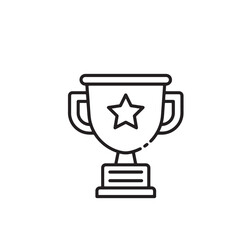  trophy cup line icon vector illustration on white background