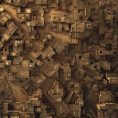 qatar desert scene, old houses in a background