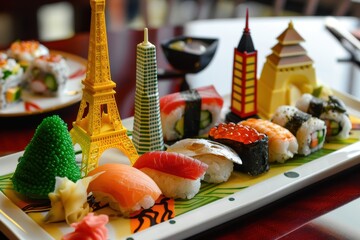 Culinary Wonders: Sushi Landmarks - A Creative Twist on Famous Sites