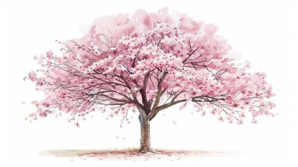 watercolor illustration of a cherry blossom on white background