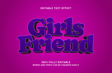 girls friend editable text effect in game and kids text style