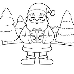 Santa Claus Holding Gift Box