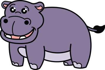 Cartoon Illustration Hippopotamus Animal