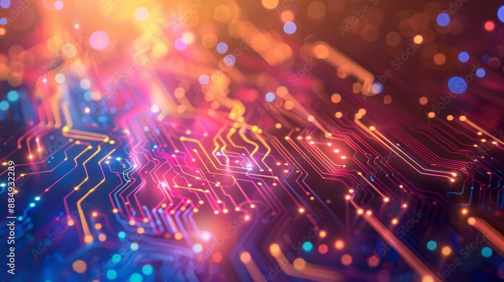 Poster abstract circuit board background with high-tech connections and modern digital patterns, futuristic