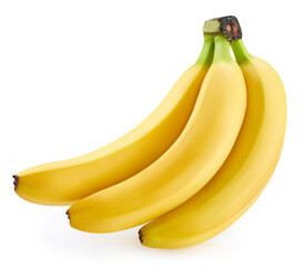 Banana fruit isolated on a white background. Bunch of bananas clipping path