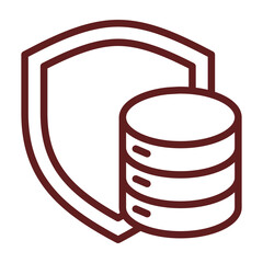 Data Protection Vector Line Maroon Icon Design