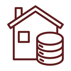 Data House Vector Line Maroon Icon Design