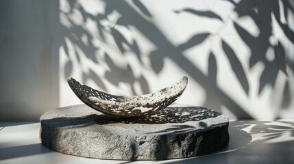 Empty Podium for product display with lef shadow background.