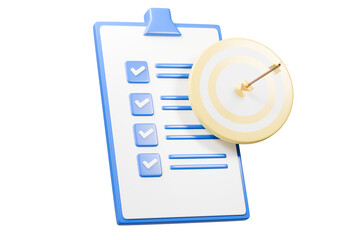 3d Target goal with arrow and document approve icon isolated on purple background. Teamwork goal achievement and success.Targeting the business concept. Minimal cartoon targeting with arrow. 3d render