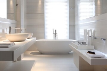 Clean and simple white bathroom featuring a contemporary design