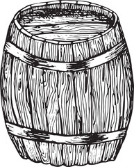 Vintage wooden barrel for beer or wine.