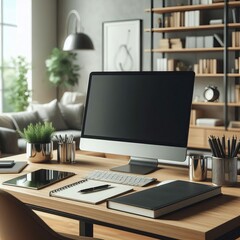 office desk with laptop