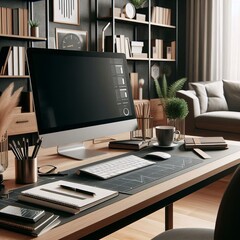 office desk with laptop