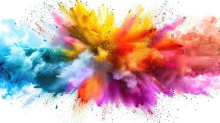 Brilliant colors exploding on a white background, dynamic and vibrant