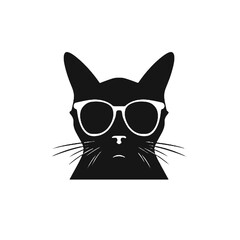 cat wearing glasses logo vector 