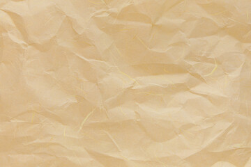 Hanji, an eco-friendly paper made from Broussonetia kazinoki. Crumpled,  Light ocher color Korean paper