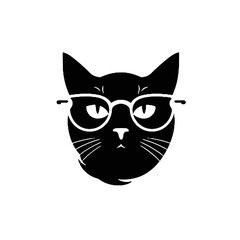 cat wearing glasses logo vector 