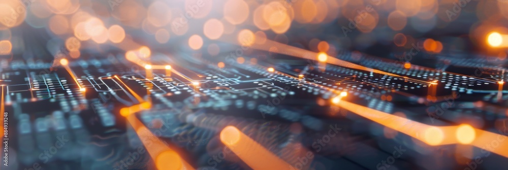 Aufkleber sleek tech aesthetics: abstract digital patterns in professional tech background