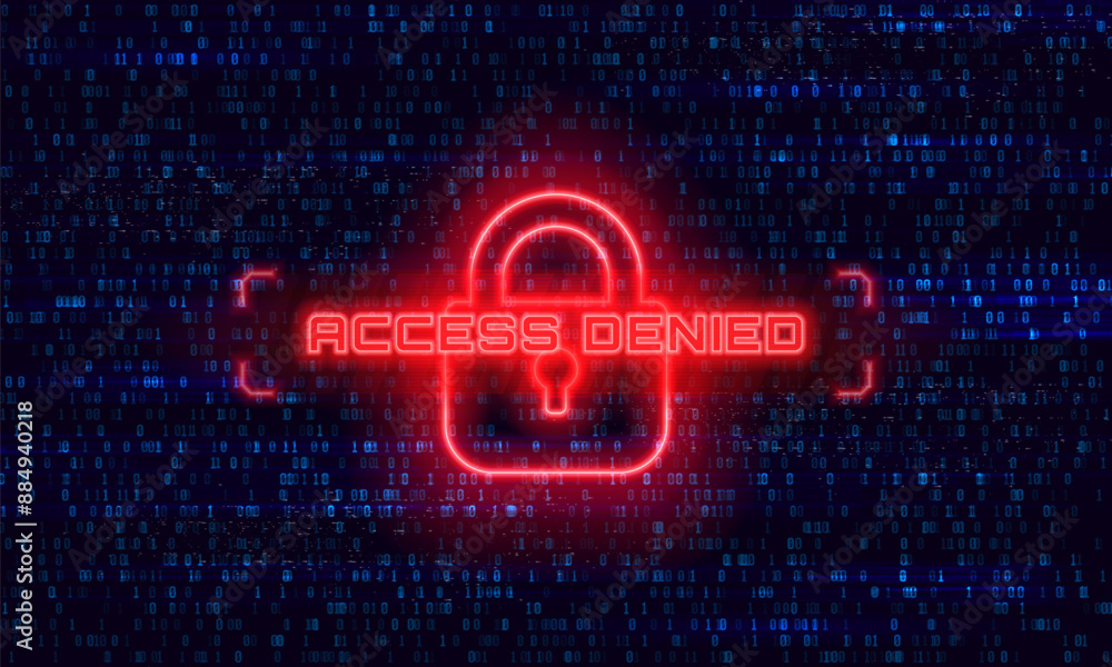 Aufkleber access denied. hacked system or cyber attack. warning on the screen. vector illustration.