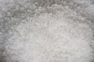 Close-up of stacked raw white salt crystal, South Korea
