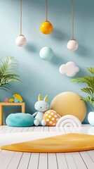 Whimsical Wonderland Vibrant Toys and Decor in Childs Playroom
