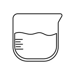 Chemistry tube icon. Outline test flask with liquid. Science experiment equipment. Editable stroke