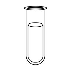 Chemical test tube icon with liquid. Chemistry lab flask outlined