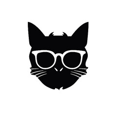 black cat wearing glasses