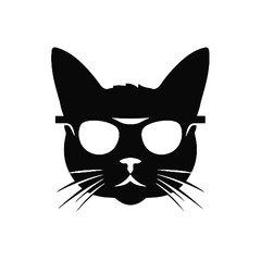 black cat wearing glasses