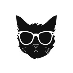 black cat wearing glasses