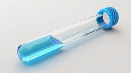 Empty labeled test tube for medical lab research on white background