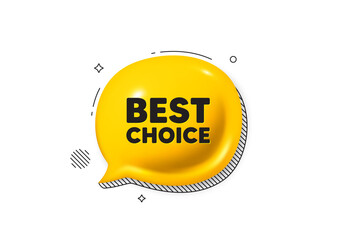 Best choice tag. Comic speech bubble 3d icon. Special offer Sale sign. Advertising Discounts symbol. Best choice chat offer. Speech bubble comic banner. Discount balloon. Vector