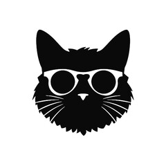 black cat wearing glasses