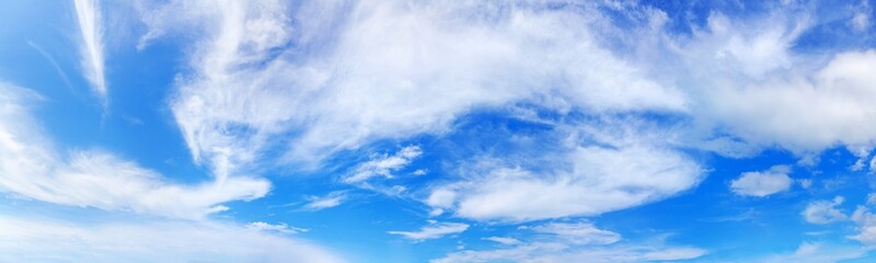 White cumulus clouds blue sky panorama background, fluffy cirrus cloud panoramic view, cloudy sky texture, beautiful cloudscape backdrop, sunny heaven landscape, cloudiness weather, ozone layer, space
