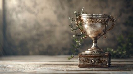 A gleaming championship cup, meticulously crafted and adorned with precious gemstones, symbolizes the pinnacle of achievement.
