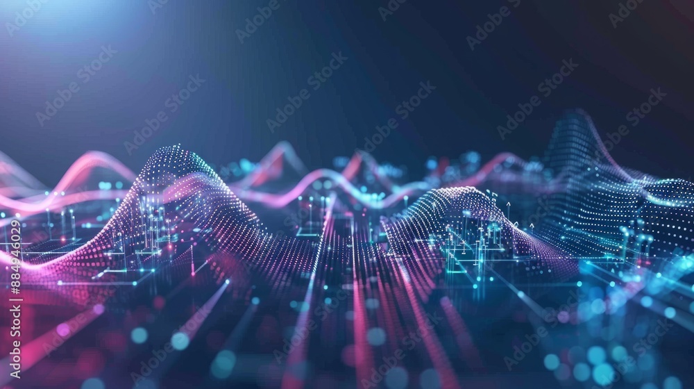 Poster futuristic wireless network and big data abstract background