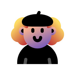 Editable artist with long curly hair avatar vector icon. User, profile, identity, persona. Part of a big icon set family. Perfect for web and app interfaces, presentations, infographics, etc