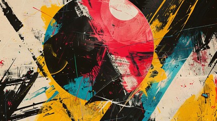 Abstract Painting With Yellow, Red, and Blue