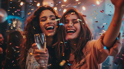 Obraz premium happy womens at party