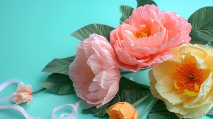 Handmade candy filled crepe paper flowers with DIY gift wrapping guide