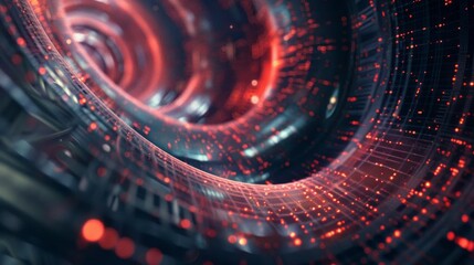 Abstract futuristic technology concept: dynamic digital pattern of circuits and lines on dark background, illustrating innovation and connectivity in modern digital world.


