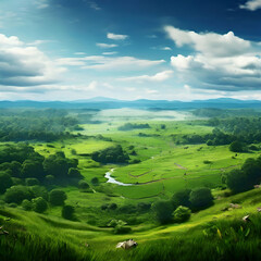 Obraz premium landscape with green field and blue sky