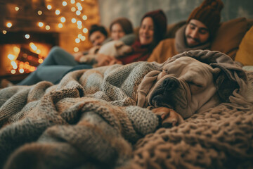 a group of friends relaxing in a cozy atmosphere
