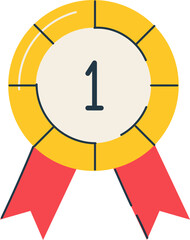 medal with ribbon icon illustration