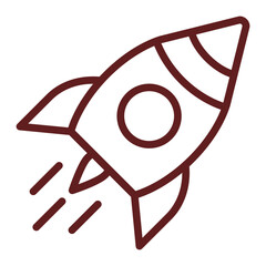 rocket Vector Line Maroon Icon Design